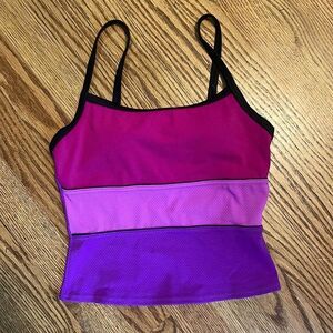 Vintage color block bathing suit top with built in cups size XS